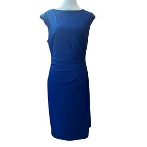 Catherine Maladrino Blue Sheath Dress Sleeveless Size 8